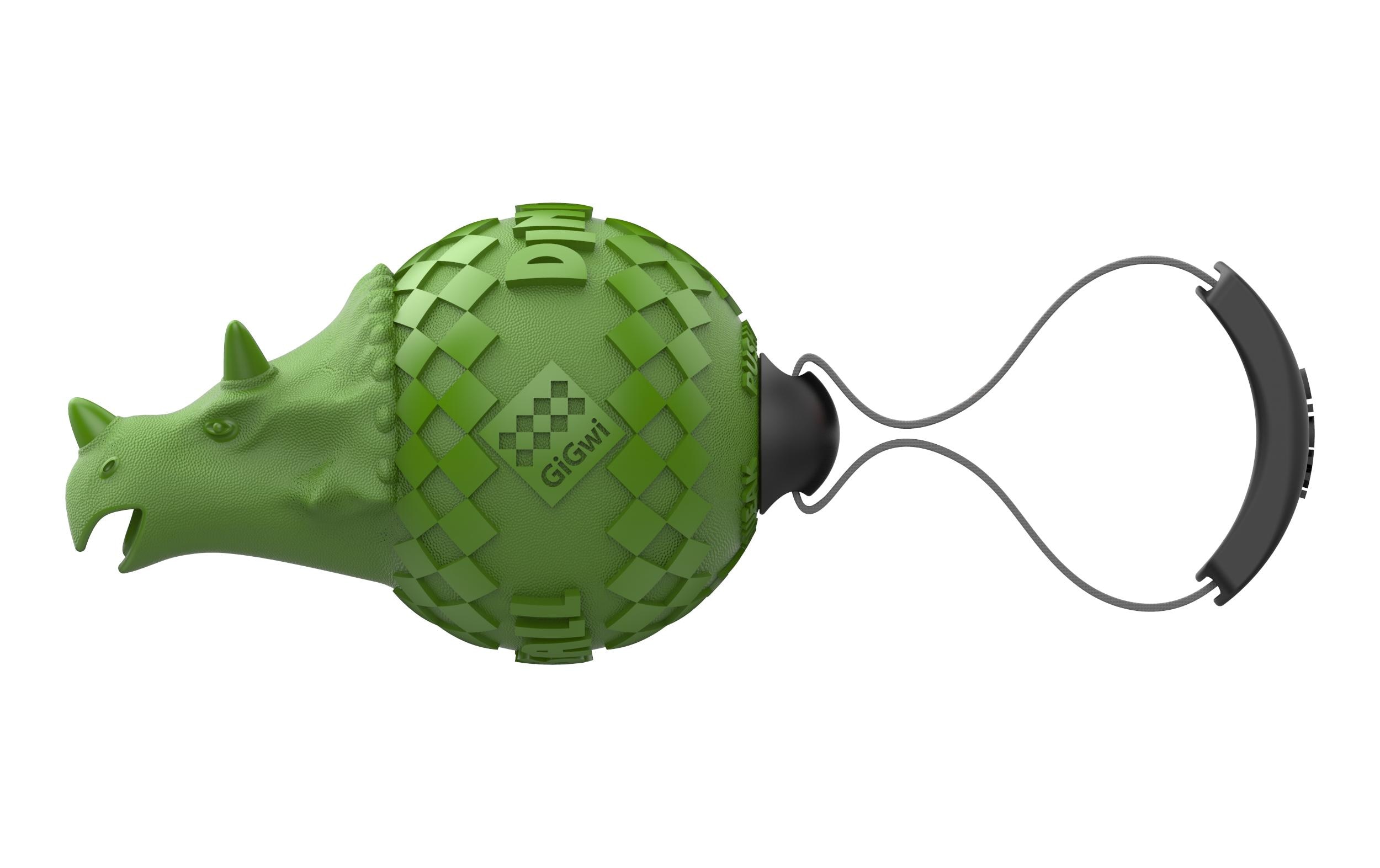 Hunde-Spielzeug Push to mute, Dinoball, Triceratops, GrünSpielzeug für Hunde