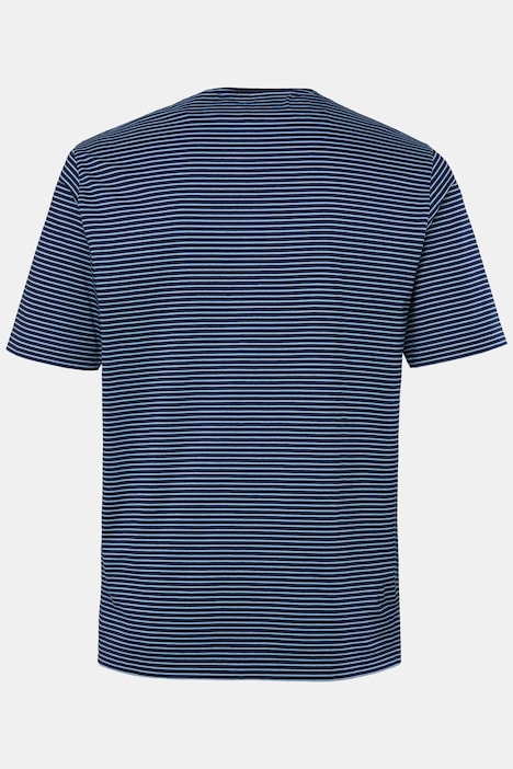 Henley, Halbarm, Ringel, Rundhals mit Knopfleiste, bis 8XL