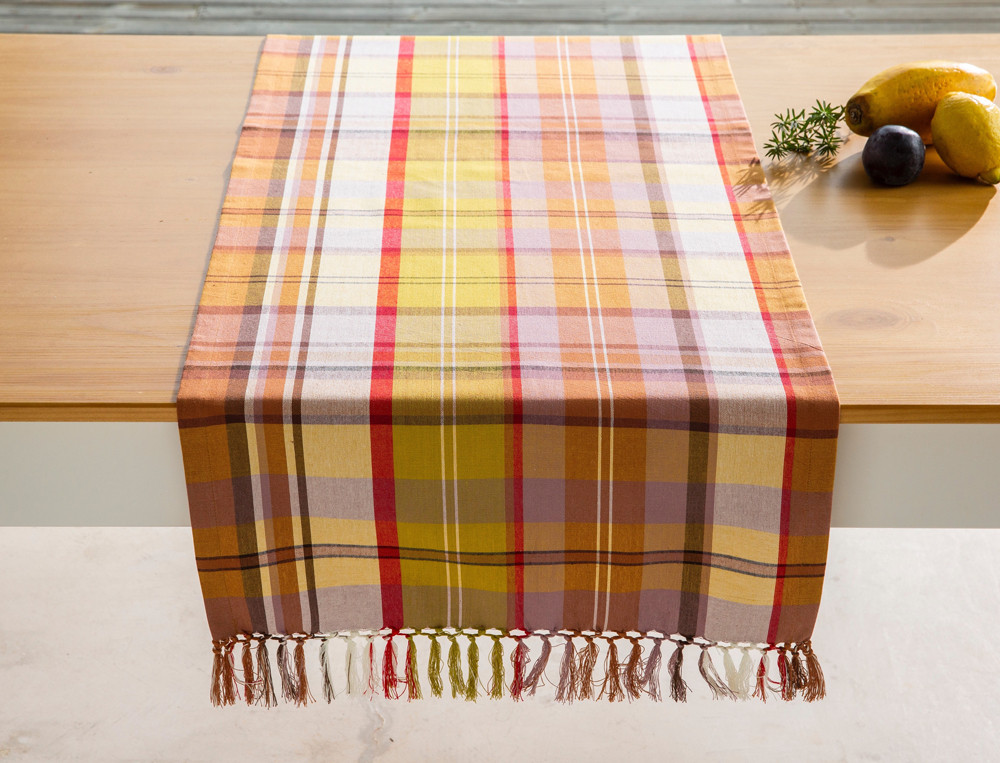 Chemin de table tissé-teint-Madras ensoleillé