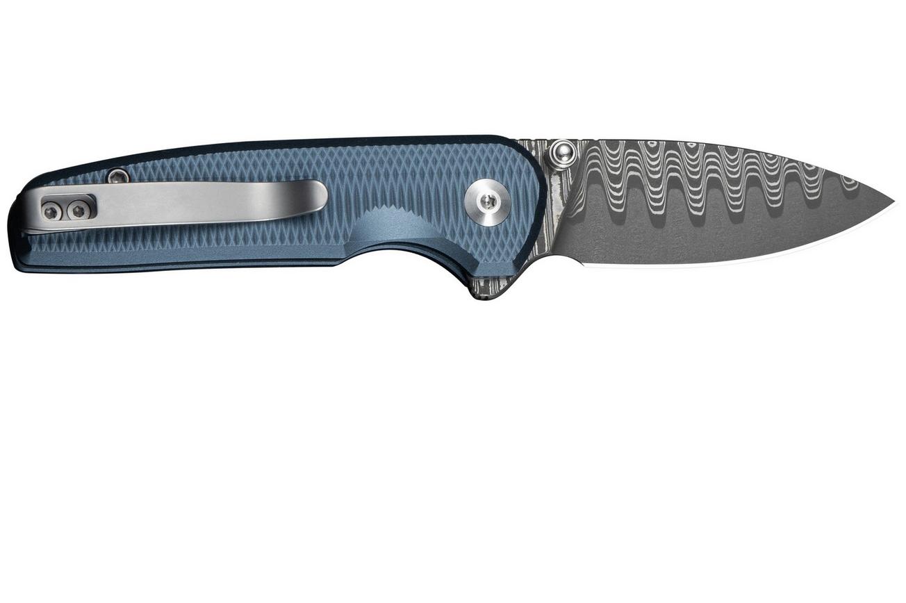 Civivi Mini Shakan C20052F-DS1, Damascus, Blue Aluminium, zakmes