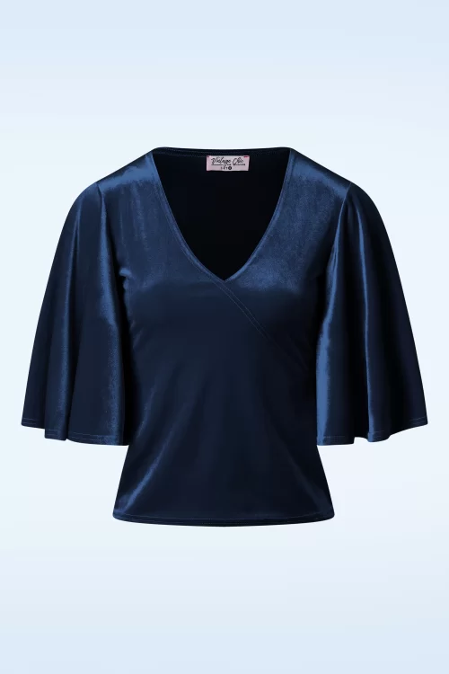 Vintage Chic for Topvintage Verona fluwelen top in marineblauw