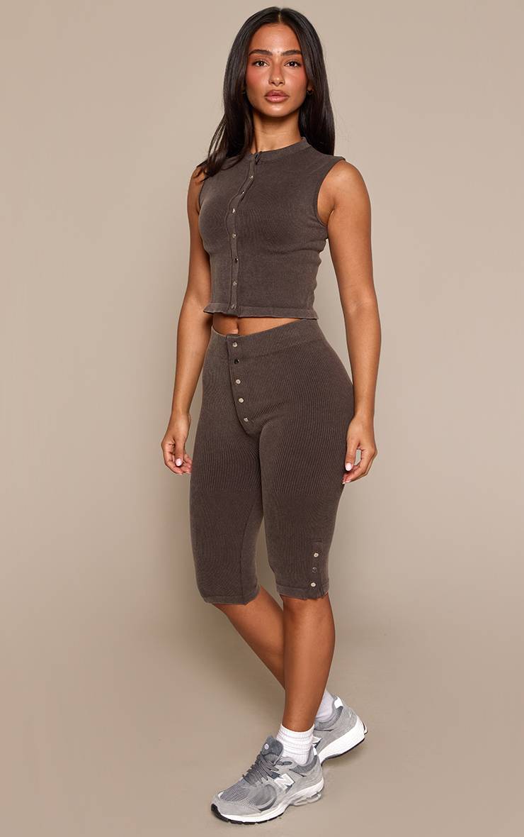 Pantalon Capri Côtelé À Détails Boutons-pression Contour Petite