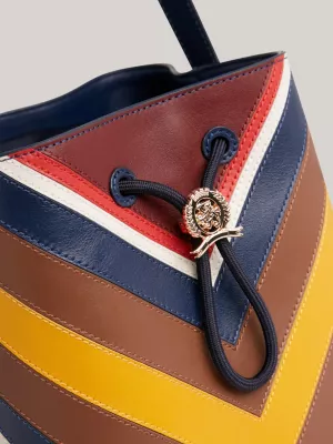 Bolsa tipo saco Tommy x Pendleton Valley Stripe em couro
