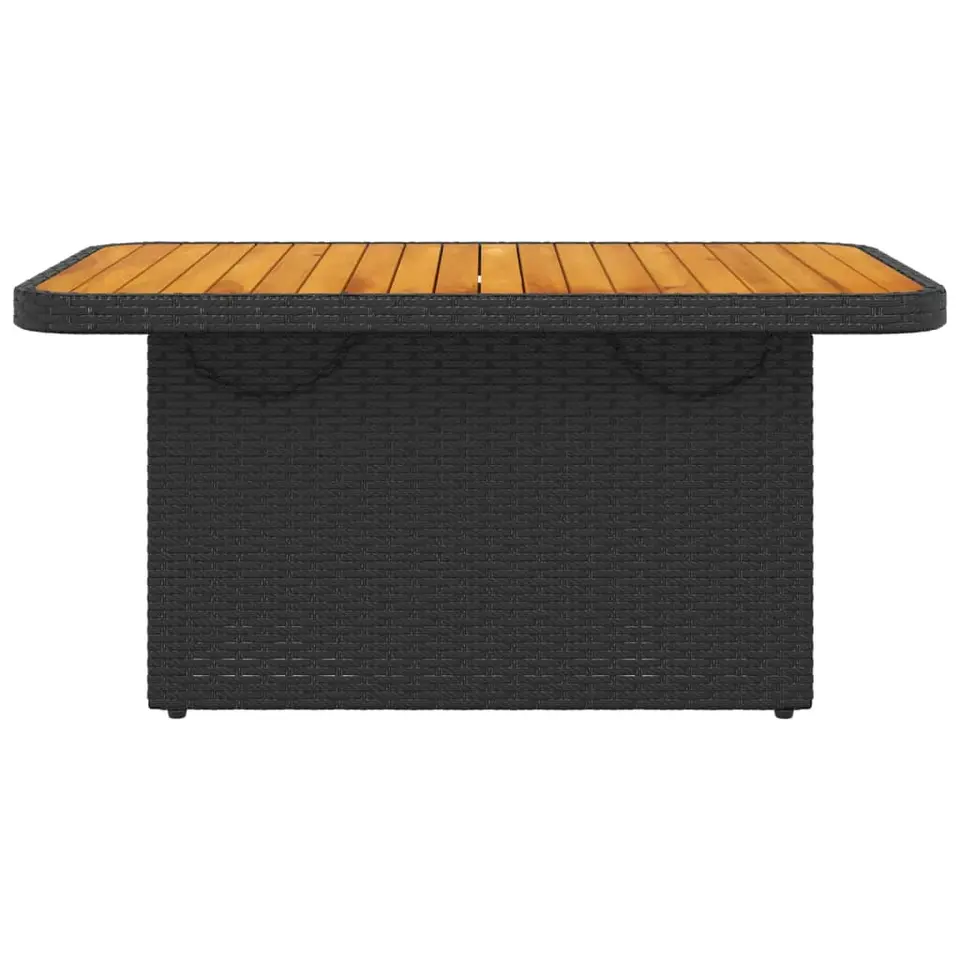 vidaXL - Tuintafel - Zwart - Poly rattan en Hout - 90 x 55 x 71 cm