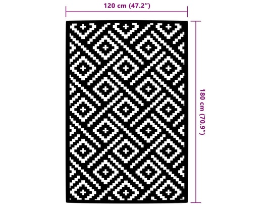 VIDAXL - Couverture pique nique Tapis d'extérieur blanc et noir 120x180 cm pp