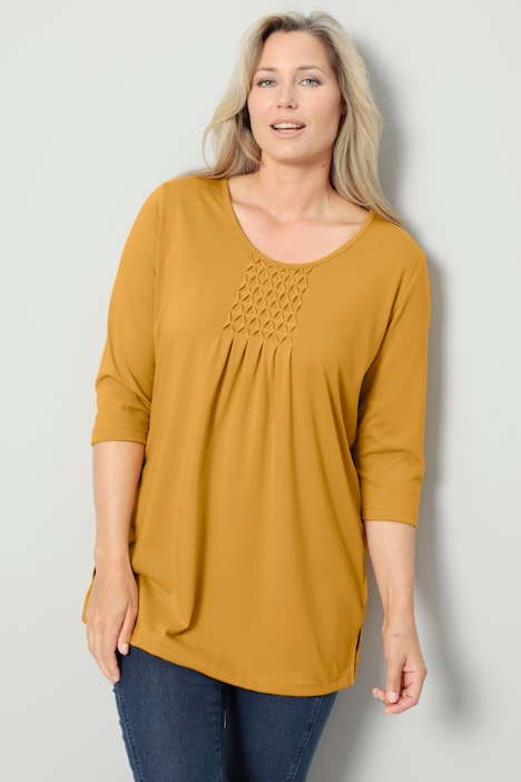 Tunikashirt, längerer Straight Fit, Raffung, 3/4-Ärmel