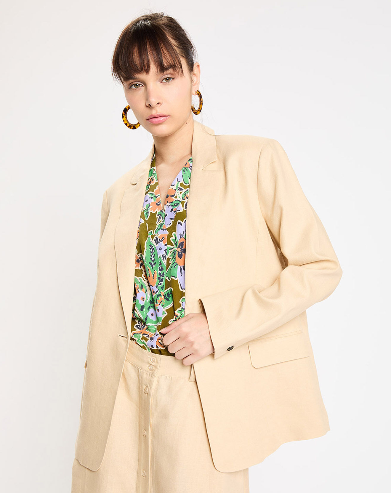 Jodhpur Veste 100% Lin Ruis beige