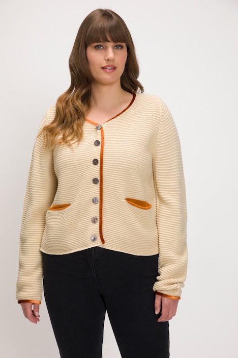 Strickjacke, Rundhalsausschnitt, Langarm