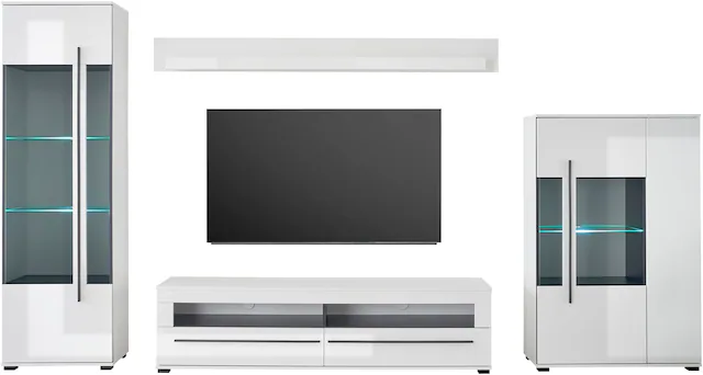 INOSIGN Wohnwand »Cantara, moderne Anbauwand, Wohnzimmer-Set, in Eiche Evoke oder Weiss« Set, 4 Stk. tlg.