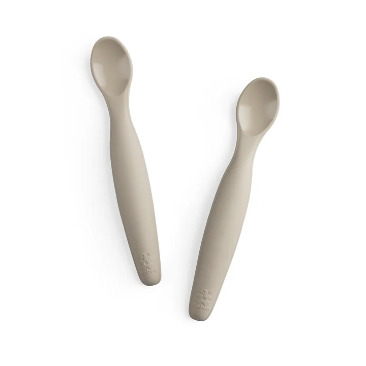Sebra - Silikonlöffel, jetty beige (2er-Set)