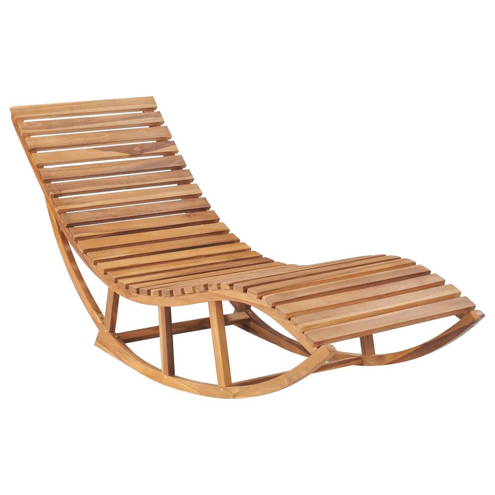 Transat chaise longue bain de soleil lit de jardin terrasse meuble d'extérieur 180 cm à bascule avec coussin bois de teck sol