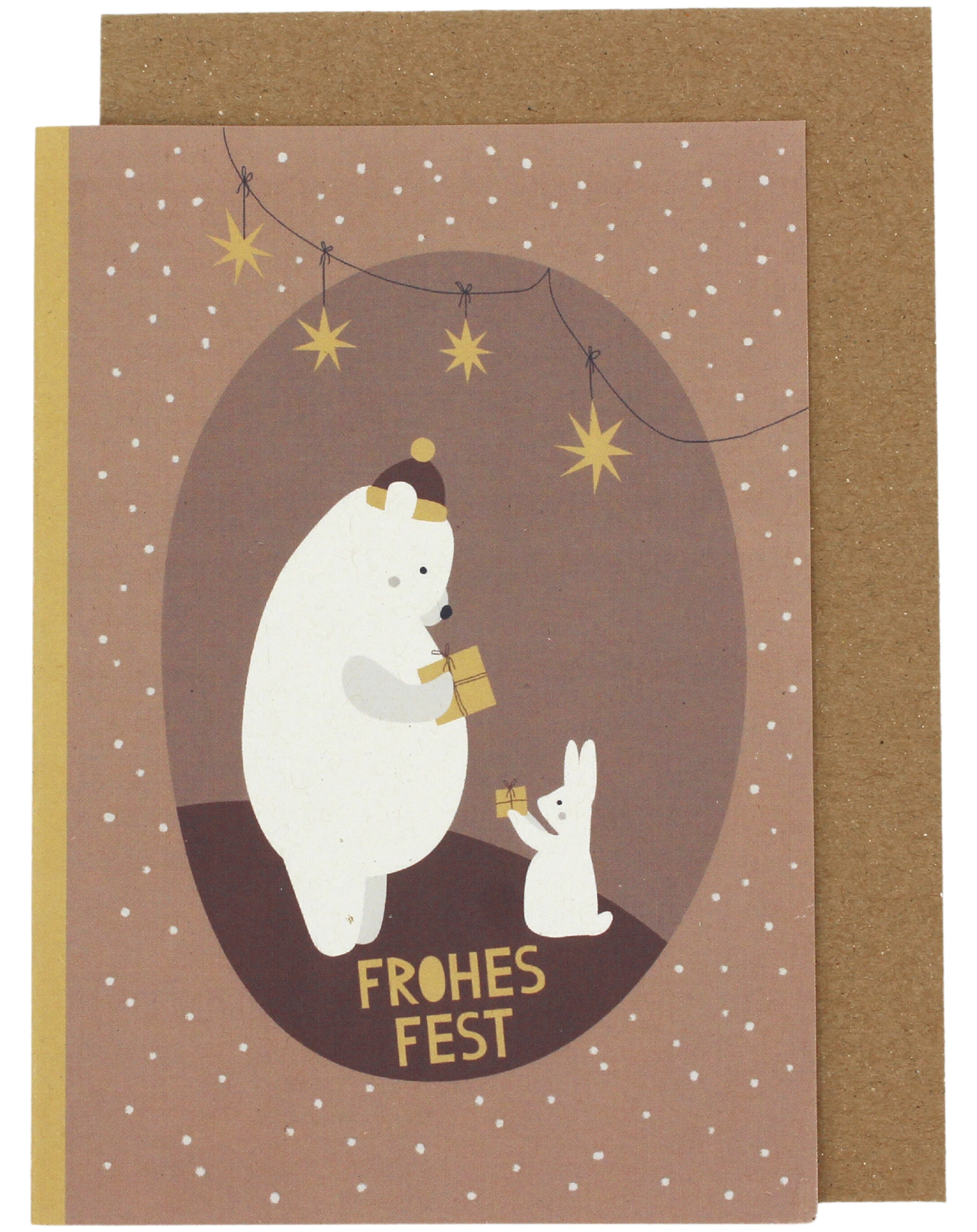 Klappkarte FROHES FEST - BÄR & HASE 2er Set