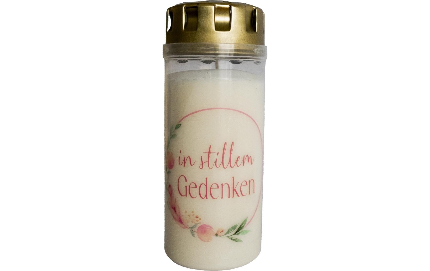 Grabkerze In stillen Gedenken 6 x 15 cm, WeissGrablicht Memoriam