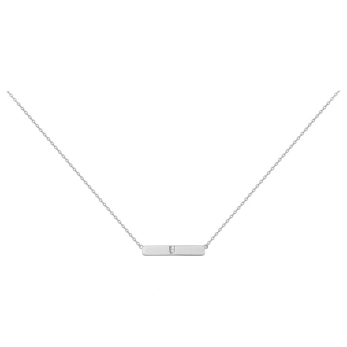 Collier mono-motif en Argent avec oxyde de zirconium blanc