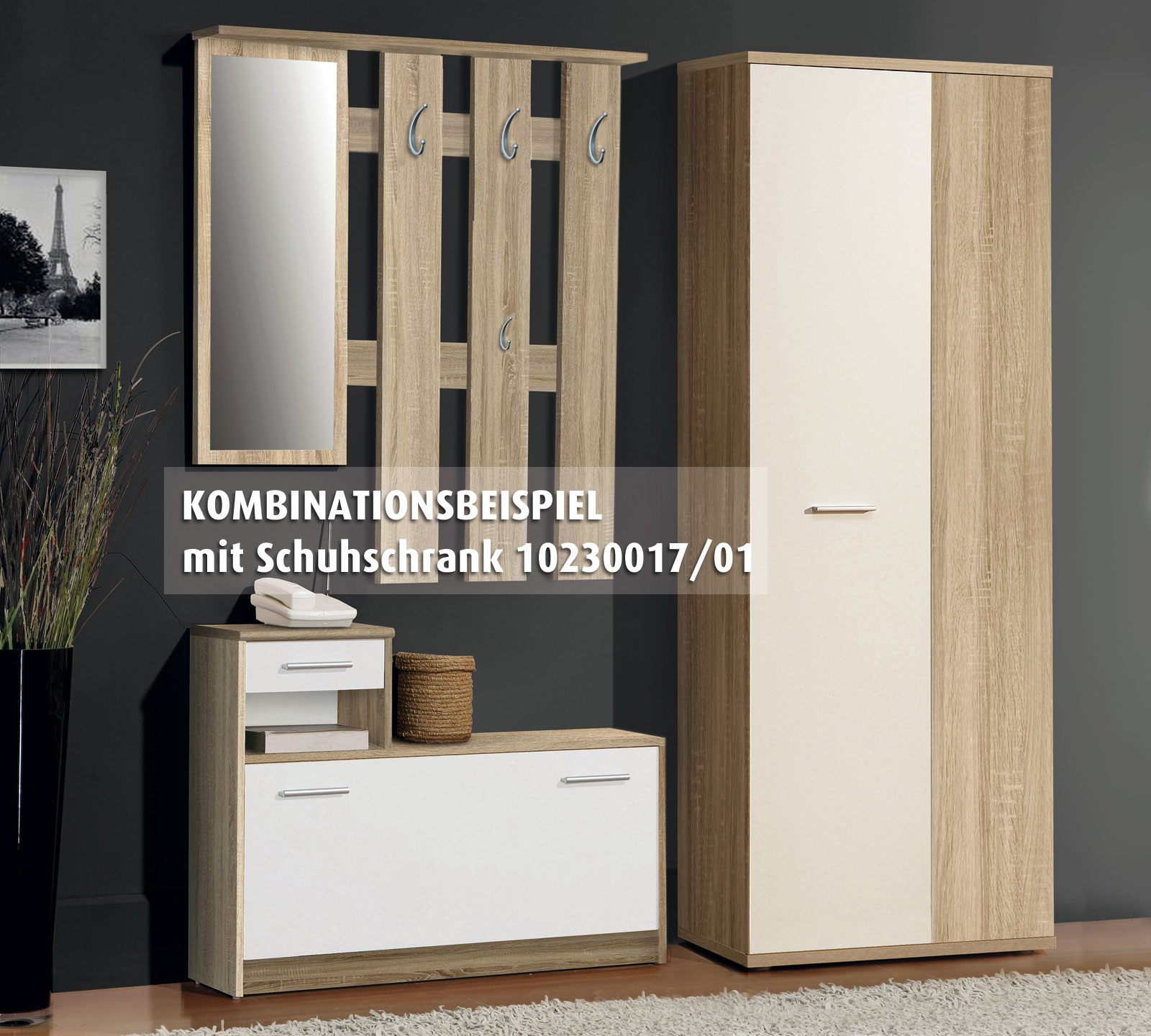 2-teiliges Garderoben-Set - Sonoma Eiche - 98 cm breit