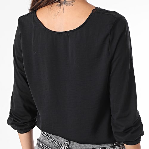 Top Manches Longues Col V Femme Lava Noir