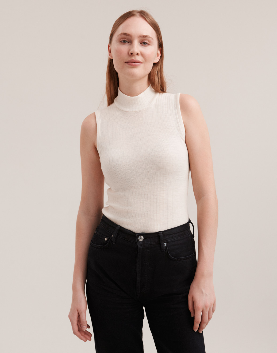 Tanktop met hoge hals van merinowol voor dames