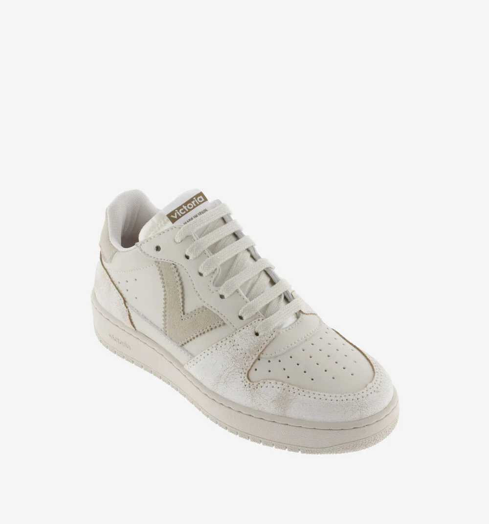 MADRID BOTTINE EFFET CUIR & CUIR FENDU Baskets pour femmes type bottines effet cuir BEIGE
