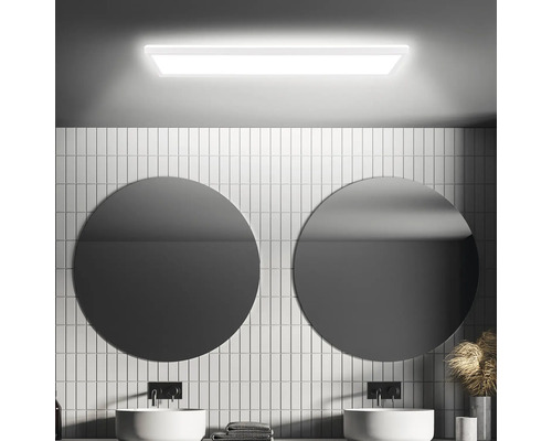 LED-sensorpaneel IP44 22W 3000 lm 4000 K 20x58 cm Slank wit + achtergrondverlichtingseffect