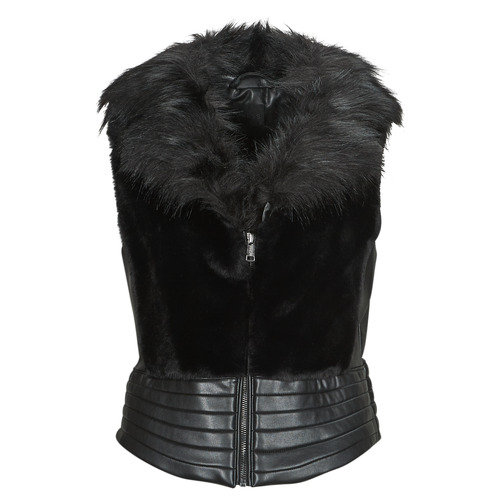 Guess - SS JODIE FAUX FUR VEST - Noir