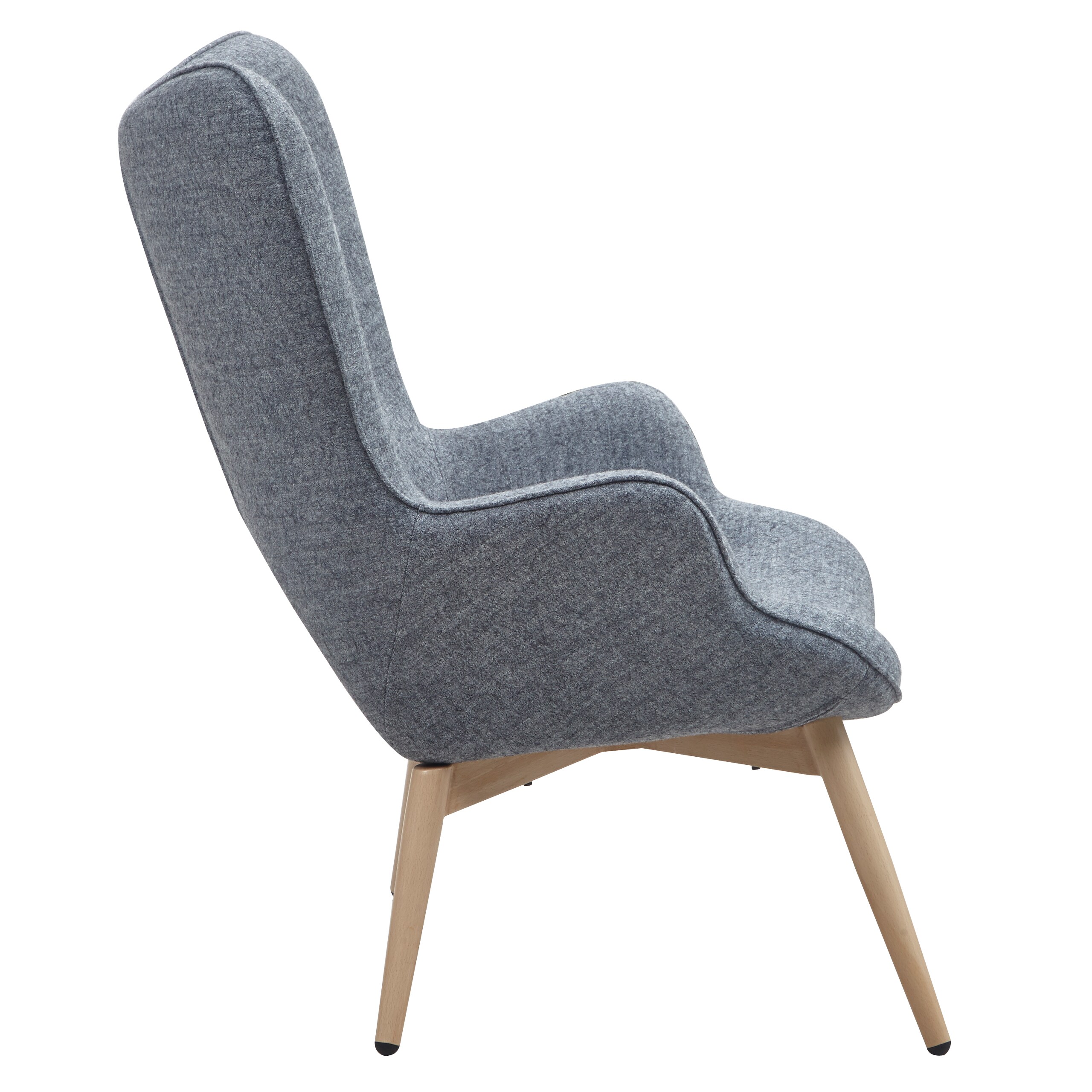 Sessel grau Webstoff Relaxsessel Polstersessel Ohrensessel Loungesessel