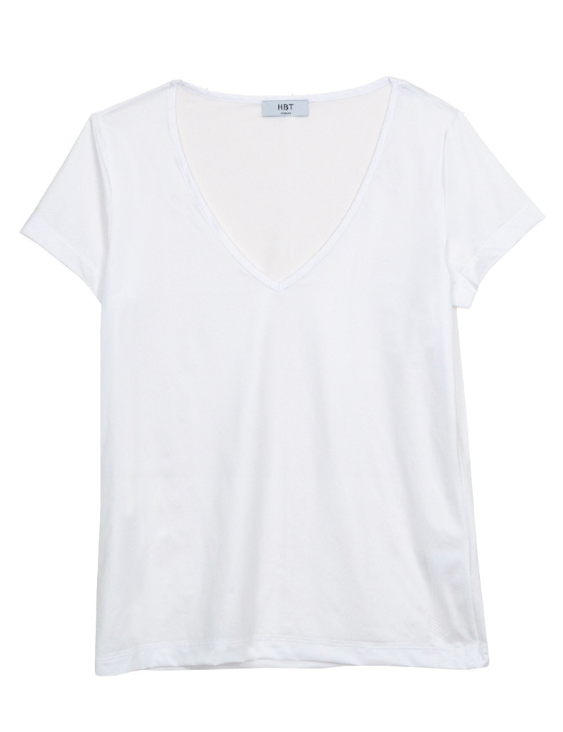 HBT TOP  JUSTINE FEMME UNI SATINÉ BLANC