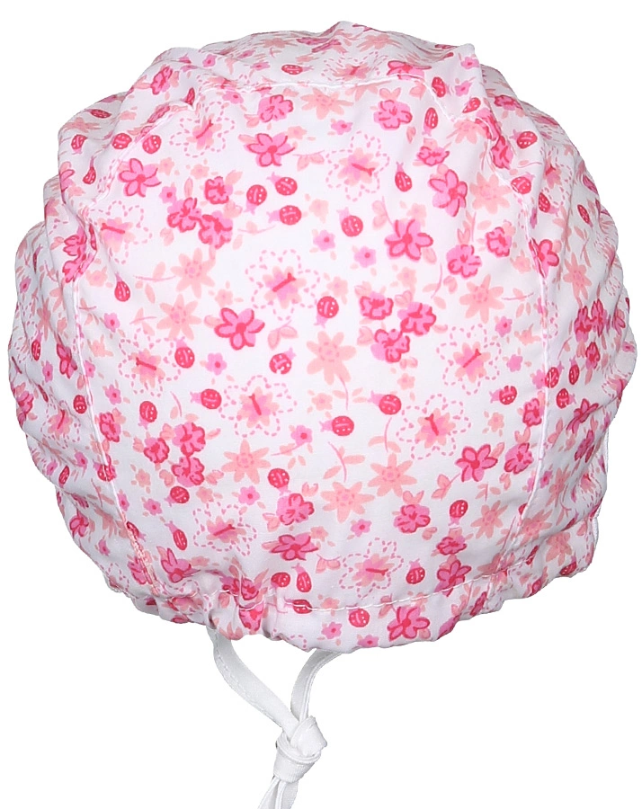 Häubchen FRÜHLINGSTAG mit Strasssteinchen in weiß/pink