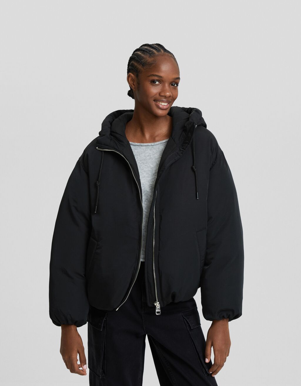 Jaqueta puffer com capuz