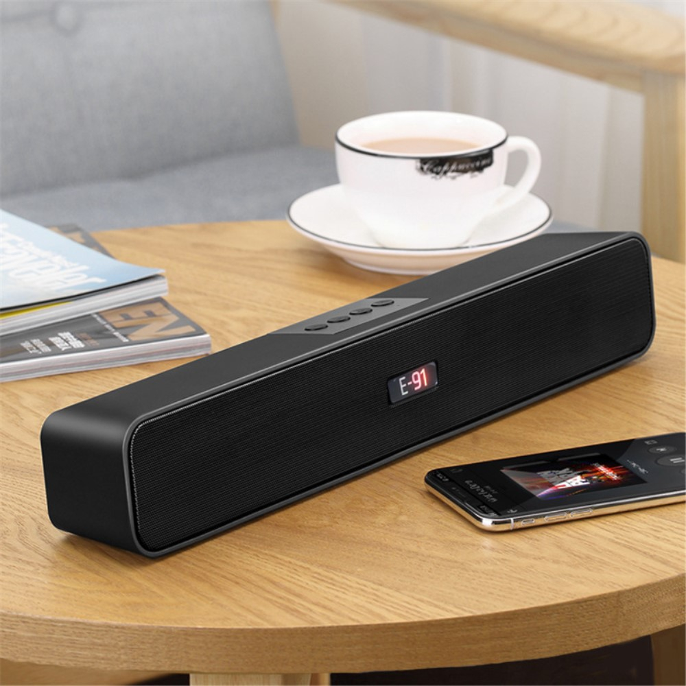 (10W) Bluetooth Stereo Smart Soundbar Heimkino TV Lautsprecher mit USB / Aux-In / Micro SD Karte - Schwarz