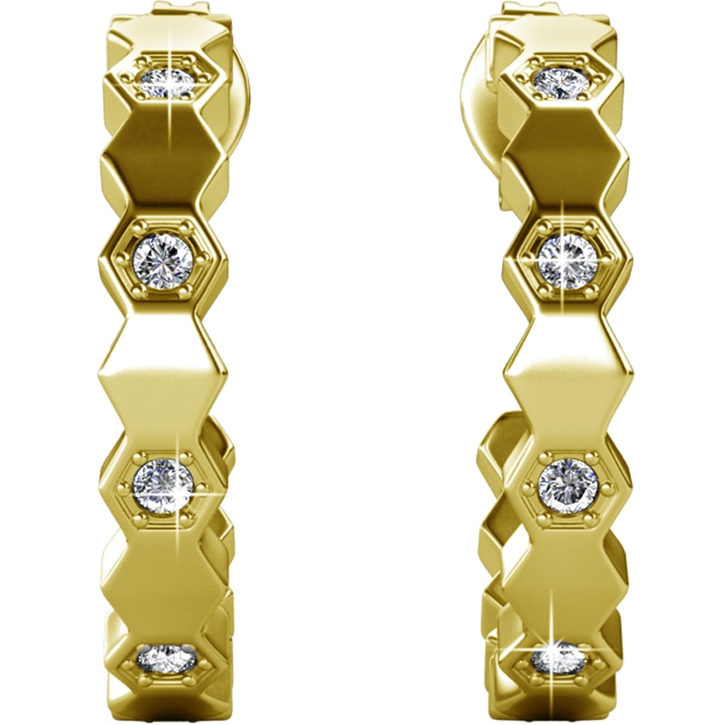 Créoles - Laiton plaqué or 18 k & cristal blanc