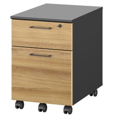 Caisson mobile JAZZ+ - Profondeur 60 cm - 2 tiroirs - chêne du bocage