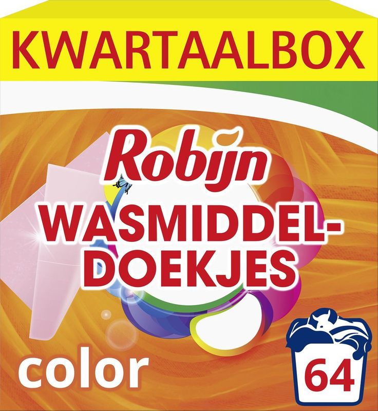 Robijn Classics Color Wasmiddeldoekjes - 4 x 16 wasstrips - Voordeelverpakking