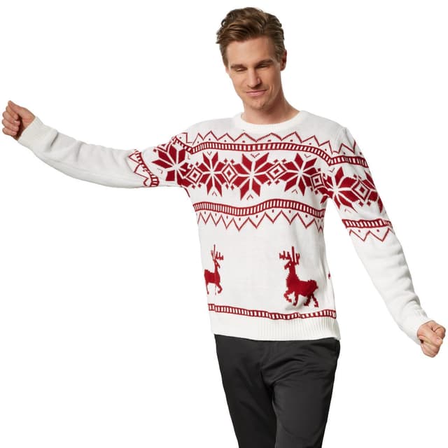 Julesweater Winterland rød-hvid
