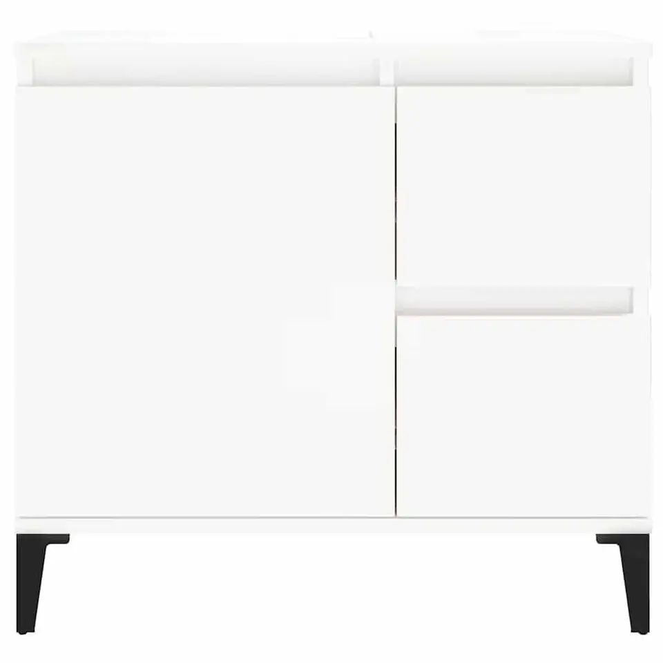 vidaXL - Wit Wastafelonderkast - 1 deur 2 lades - Hout en metaal - 65x33x60 cm