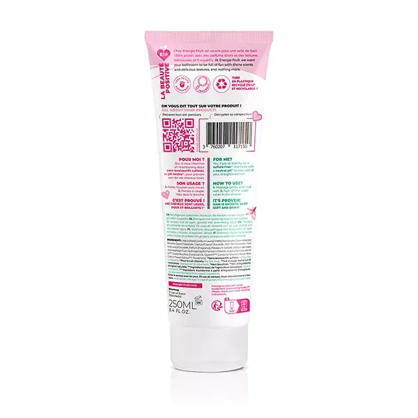 Shampoo Energie Fruit para Cabelos Secos e Rebeldes com Rosa Monoi e Óleo de Argan Orgânico 250ml
