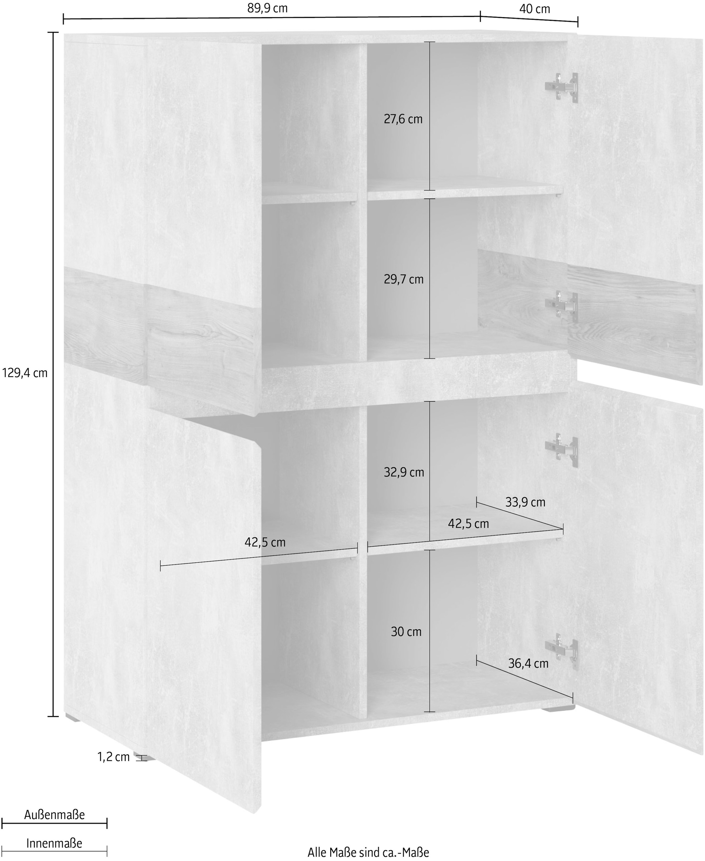 INOSIGN Highboard »Rimini« Höhe 129 cm