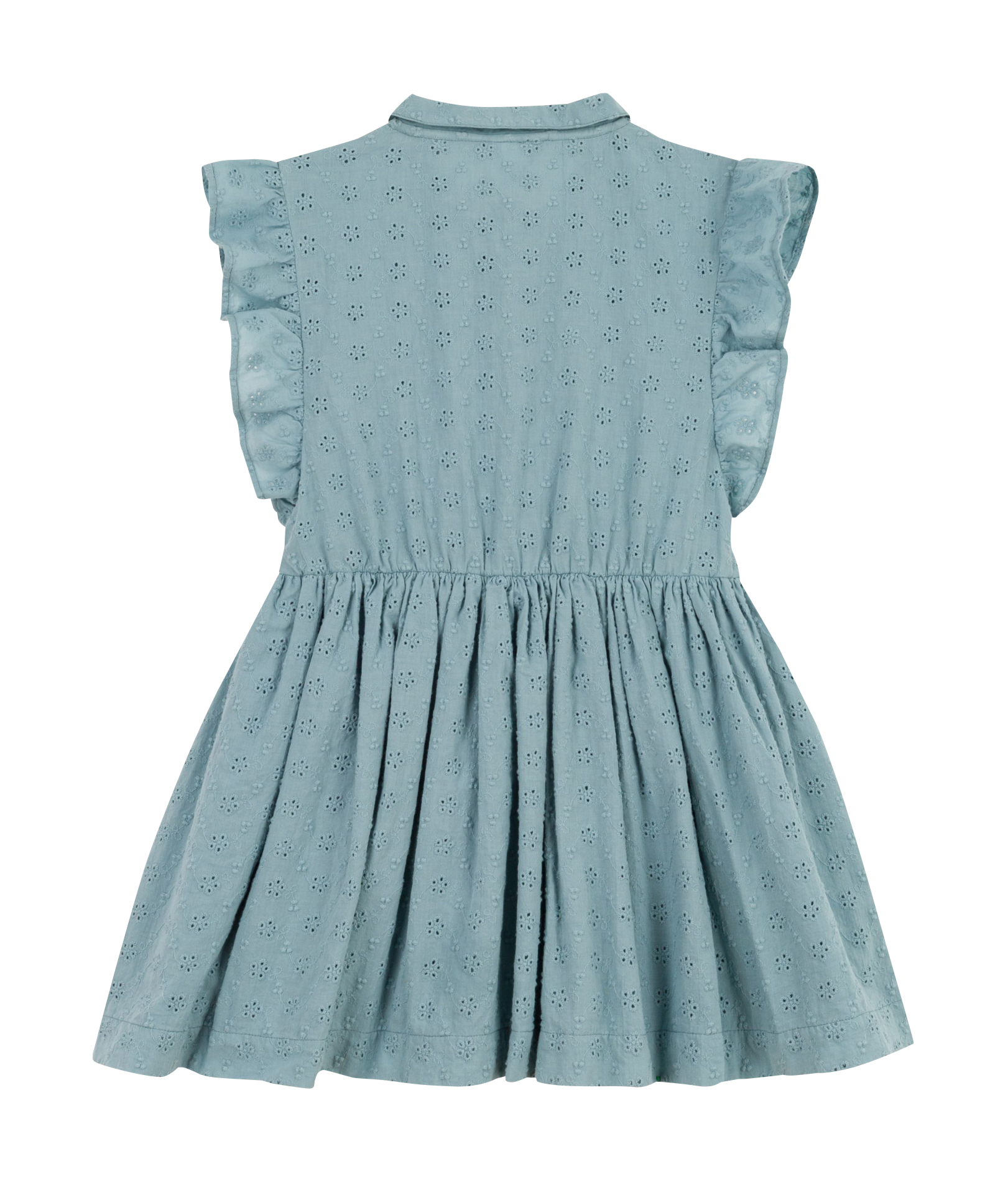 Robe col classique brodée en coton | Bleu