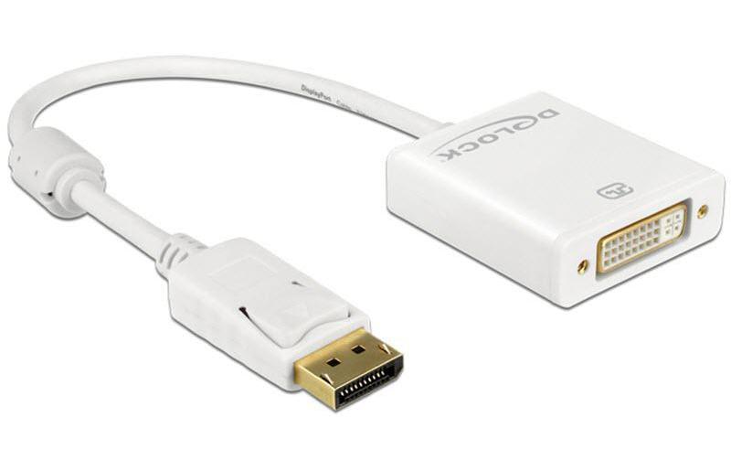 Konverter DP - DVI-I WeissAdapterkabel, 4K DisplayPort-Stecker auf 4K DVI-I-Buchse