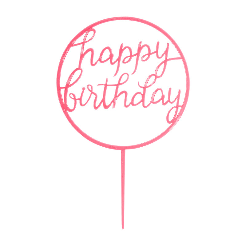Tasty Me cake topper - Happy Birthday rond - roze