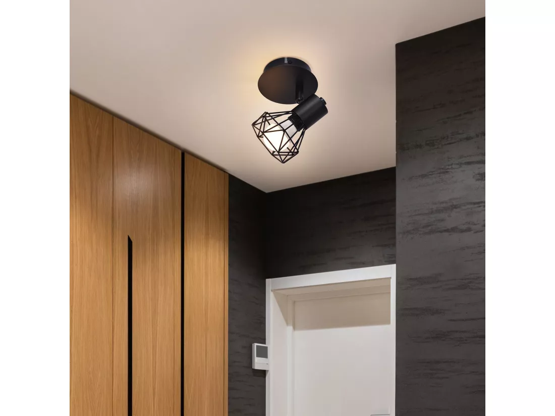 NETTLIFE Spots muraux noirs Spots muraux rétro - Applique E14 Réglable Vintage Lampe murale 1 flamme 350°40W