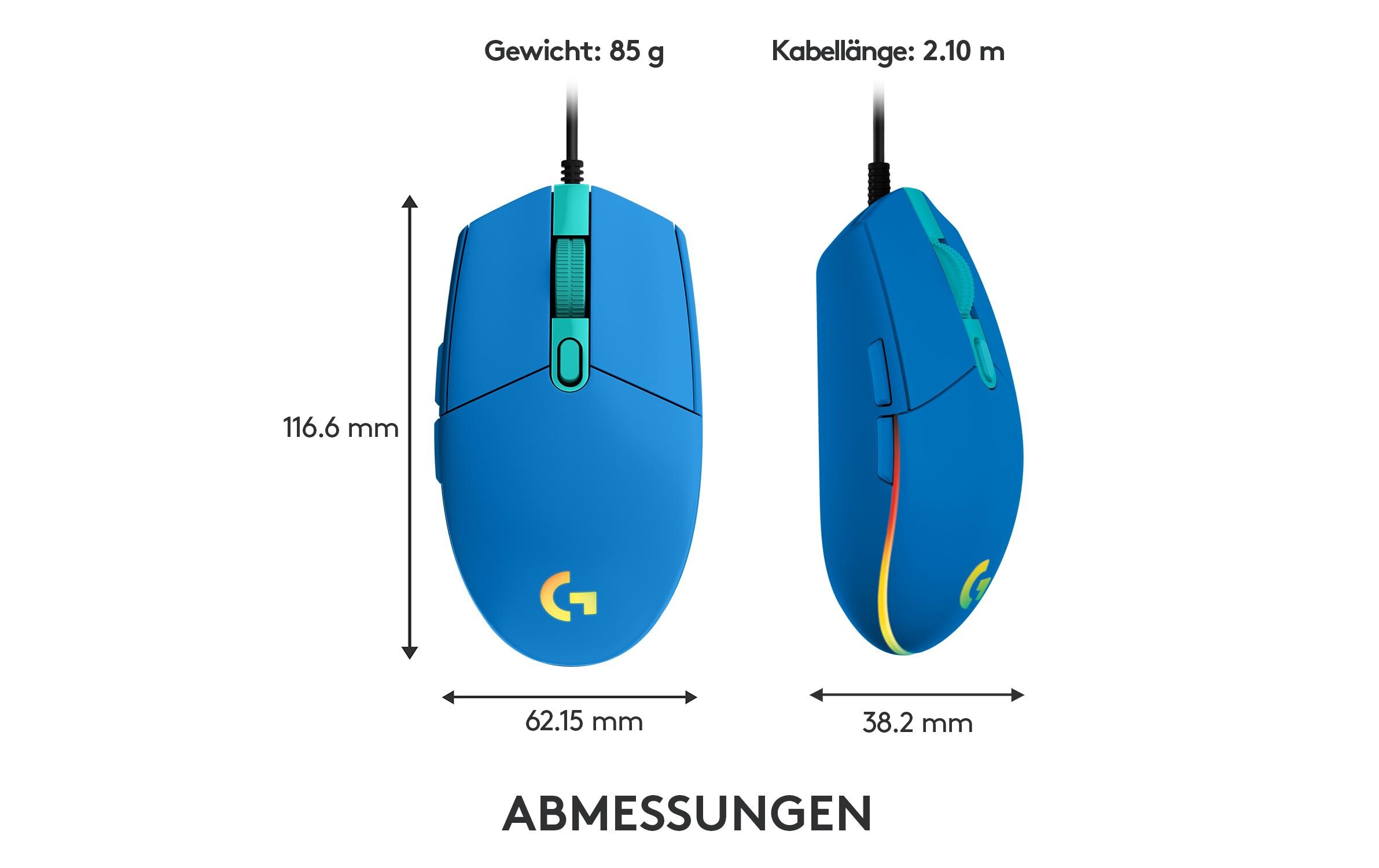 Gaming-Maus G203 Lightsync BlauReaktionsschnelle und leichte USB-Gamingmaus