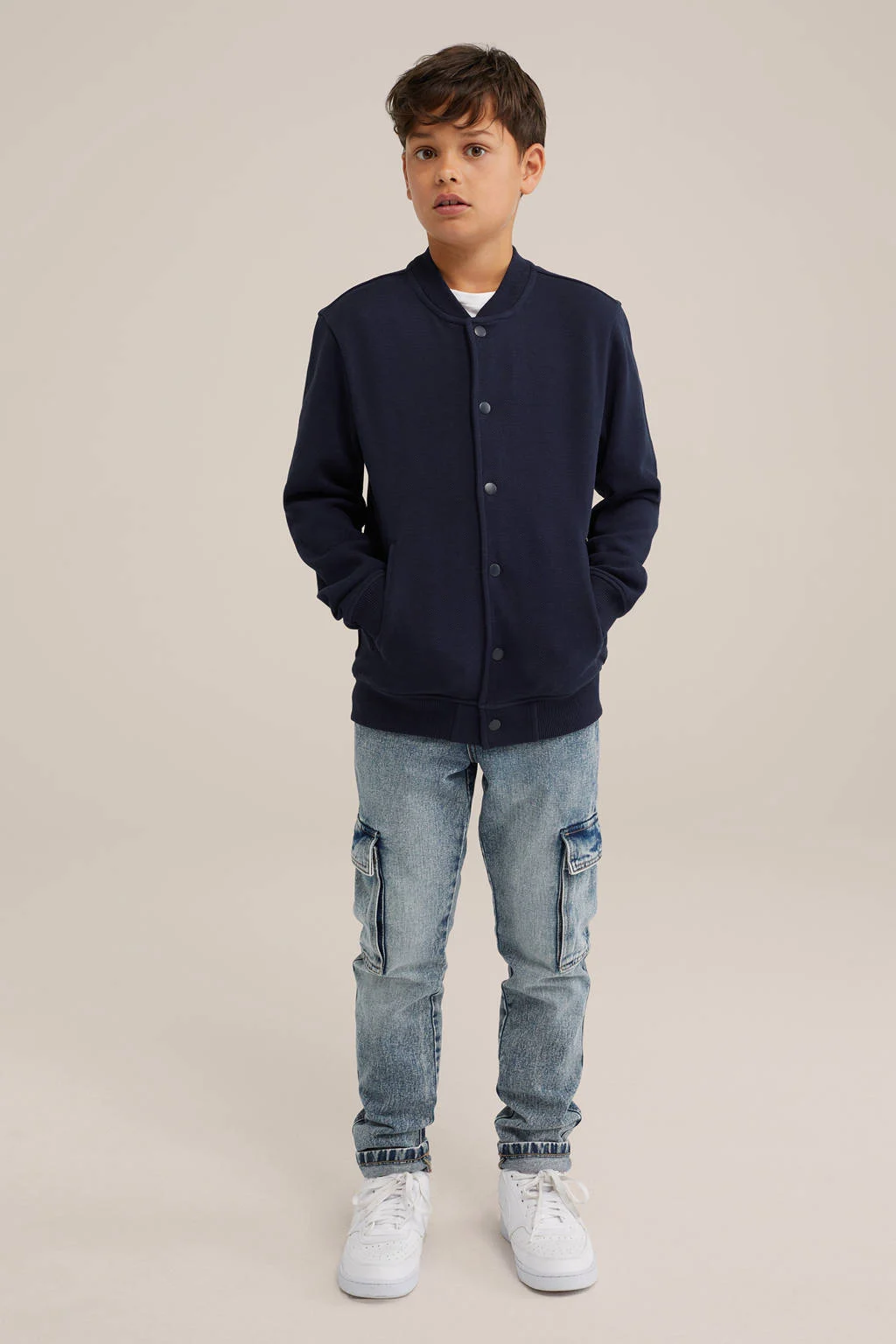 WE Fashion sweatvest donkerblauw