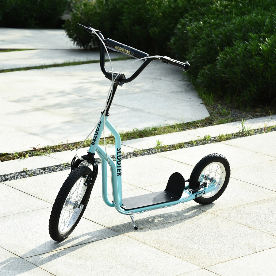HOMCOM Kinderroller mit Handbremse blau