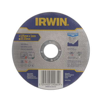 Irwin Pro doorslijpschijf Ø125 mm. Dikte 1 mm. Voor RVS.