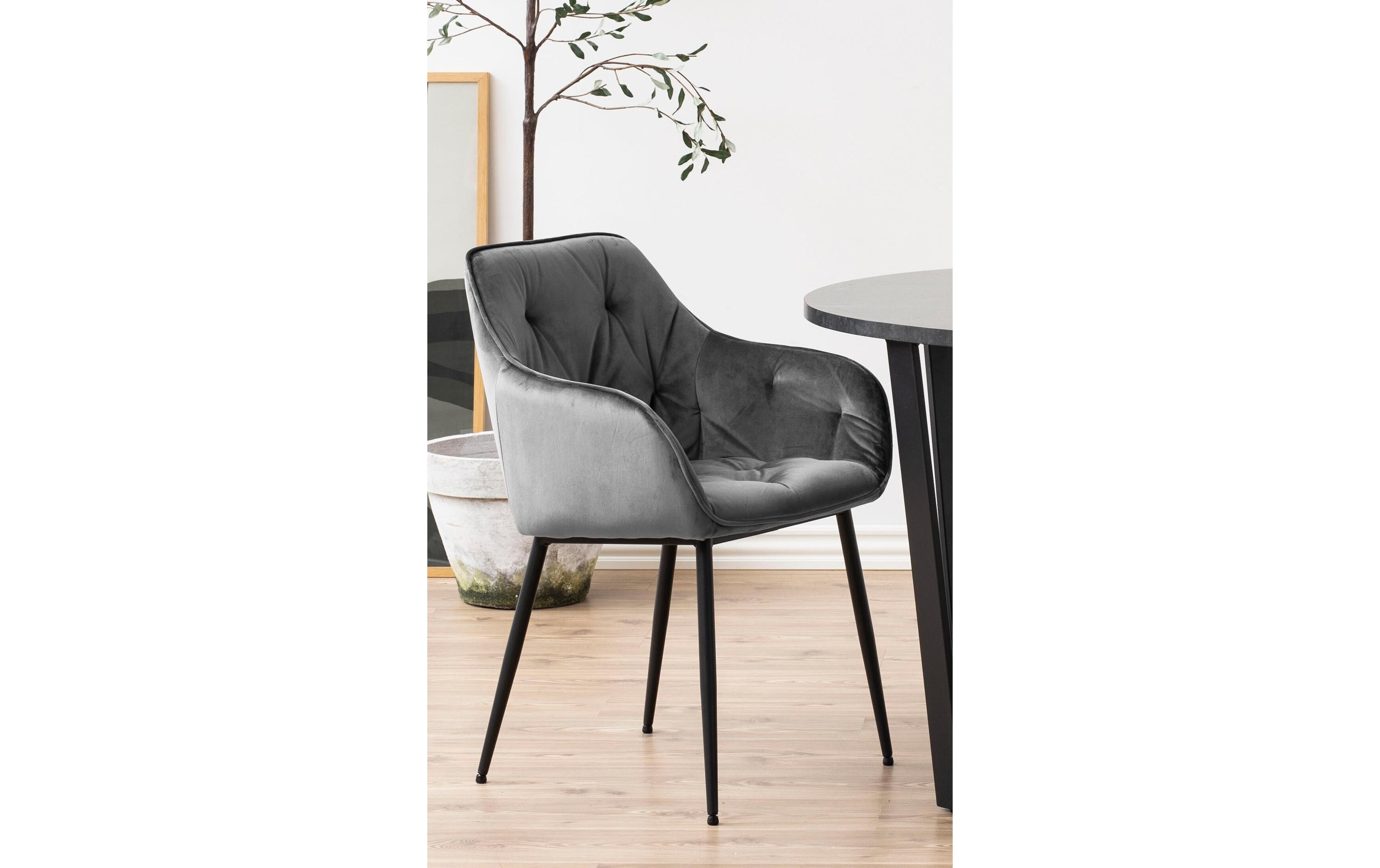 Stuhl Brooke, 2 Stück Dark Grey<br>Esszimmerstühle mit Armlehne