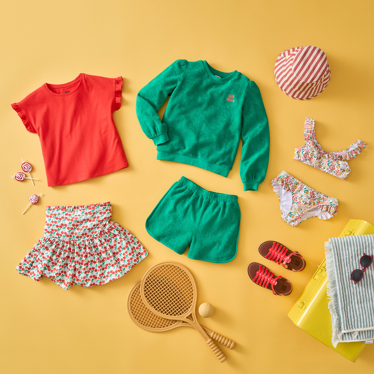 COLEÇÕES LA REDOUTE<br>Chapéu bucket listrado de algodão