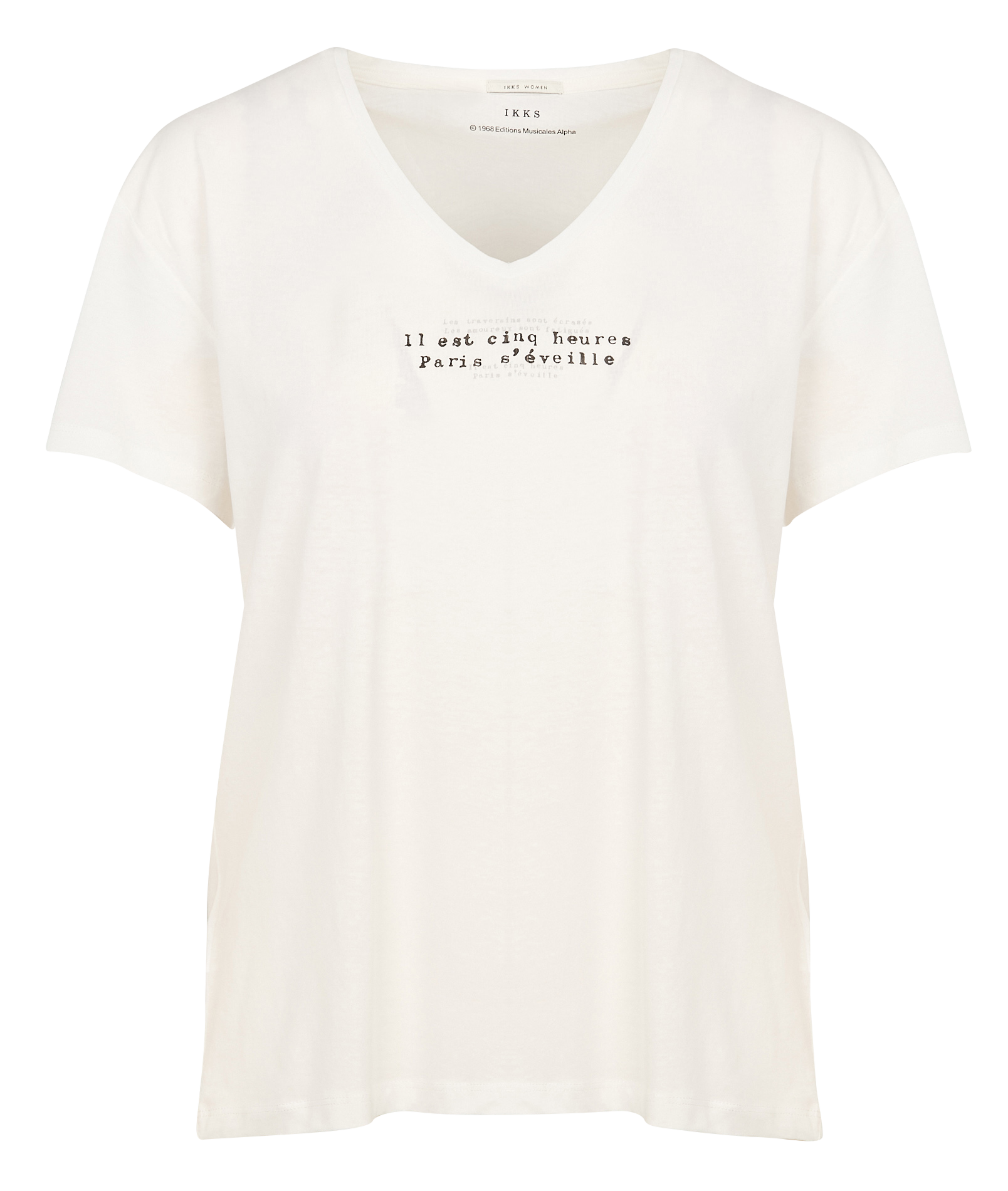 Tee-shirt droit col V en coton | Blanc