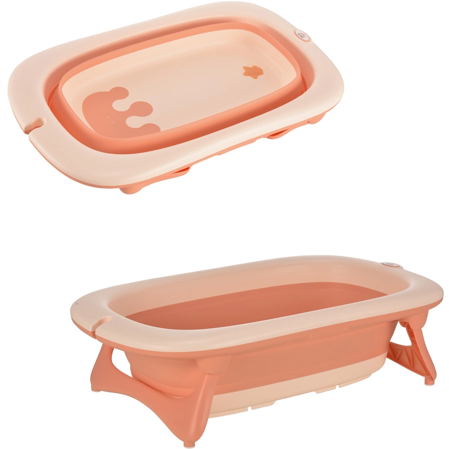 HOMCOM Ergonomische Babybadewanne zum zusammenklappen rosa