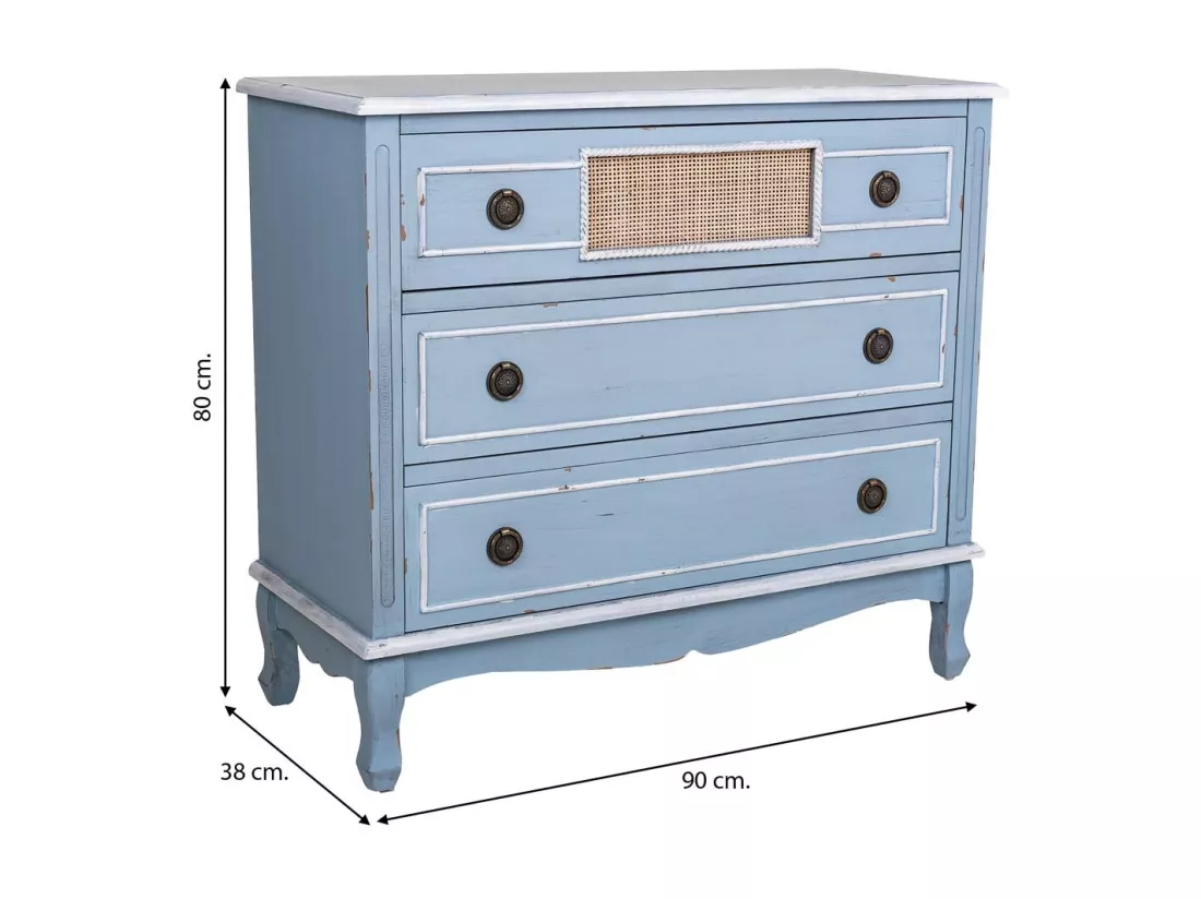 Commode en bois bleue 90x38x80