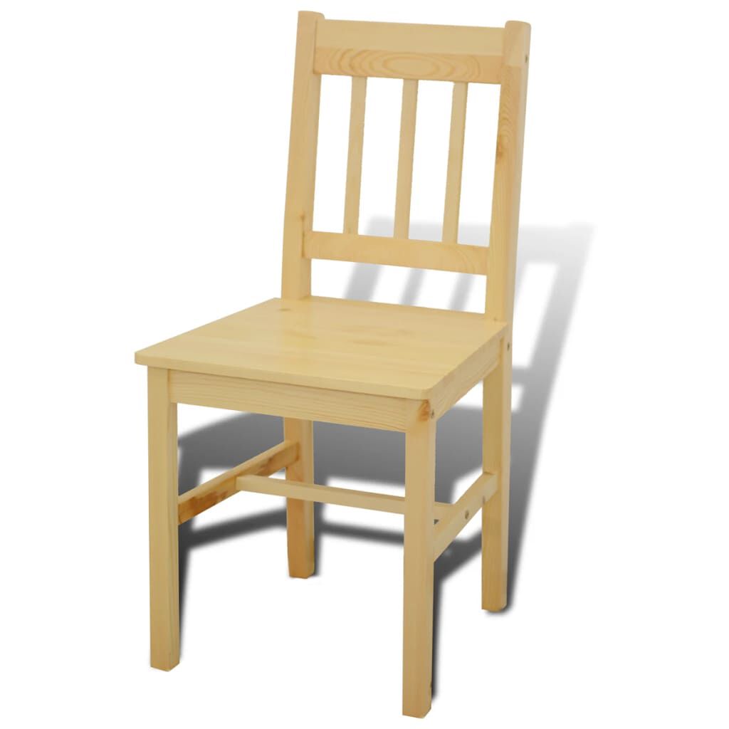 Eettafelset van hout met 4 stoelen, naturel